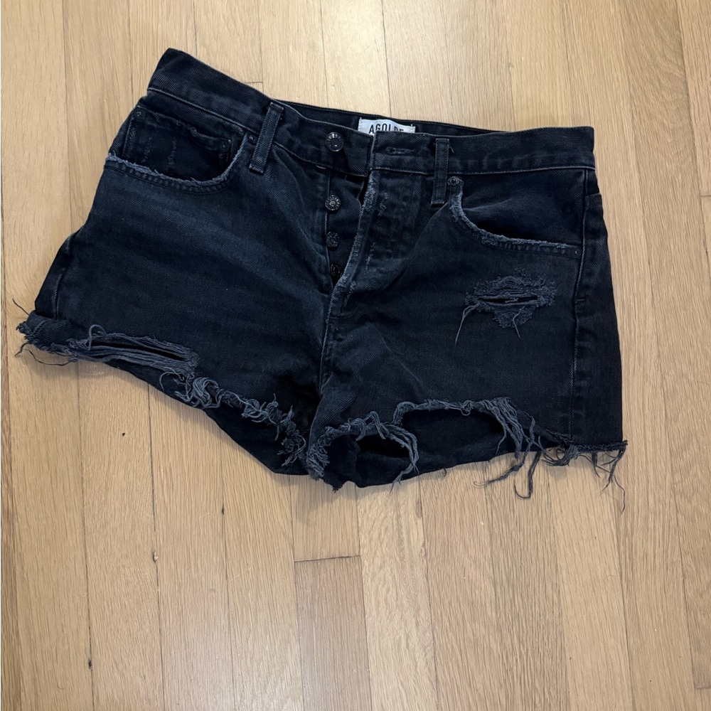 Agolde black denim shorts